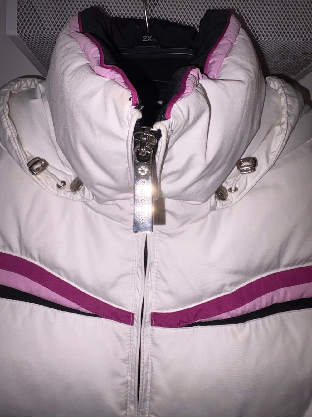 ZeroXposur White Puffer Jacket with Pink Stripe Accents - Picture 7 of 12